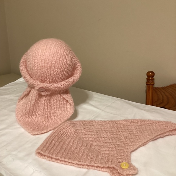 Косынка чепчик бандана модная в этом сезоне вязанная спицами из махера - Picture 3 of 3